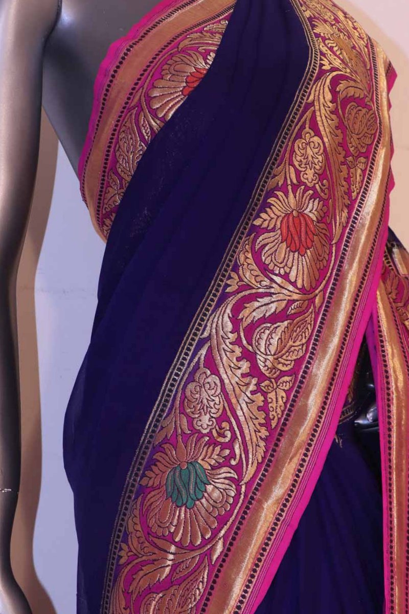 Designer & Grand Meenakari Banarasi Georgette Silk Saree AG202445